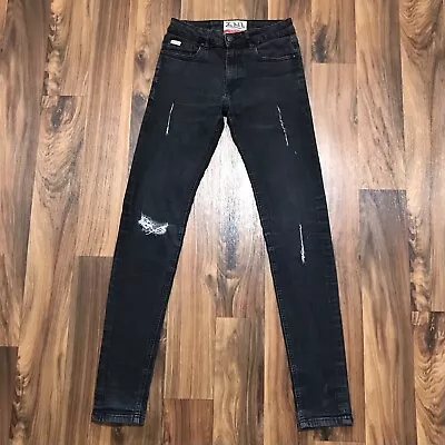 Von Dutch Vintage 90’s Skinny Fit Stretch Factory Distressed Jeans W32 L33 Black • $37.24