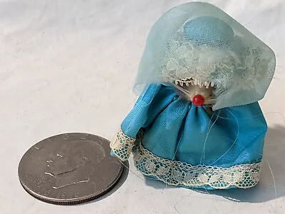 Rare Vtg Original Real Fur Little Mouse Factory USA Mouse Blue Lace Bonnet • $24.99