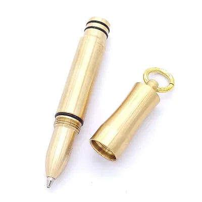 Mini Brass Pen Ballpoint Signature Office Keychain Pen With 5pcs Refills EDC • $15.12