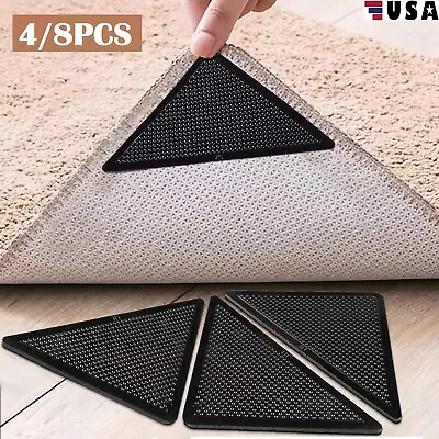 8× Reusable Rug Carpet Mats Grippers Anti Slip Stopper Washable Grips Corner Pad • $7.99