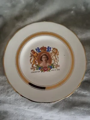 Queen Elizabeth 2 Coronation 10.5  Plate Gilded. • £14
