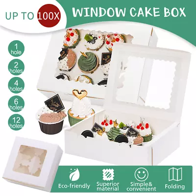 Cupcake Box 1/2/4/6/12 Holes Window Face Party Wedding Baby Xmas Gift Boxes • $7.08