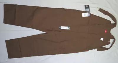 Dickies Duck Overall Bibs 40x32 Brown 100% Cotton Canvas Db100rtb New Nwt • $38.69