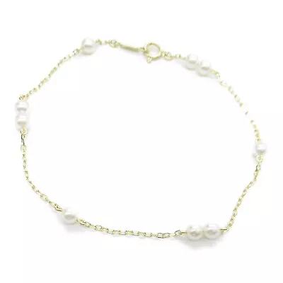 MIKIMOTO Pearl Bracelet K18 Yellow Gold White Used Women • $442.40