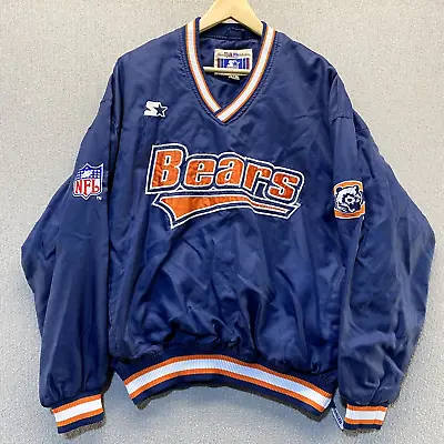 Vintage 90s Starter Chicago Bears Jacket Size Medium NFL Classic Team Pullover • $89.95