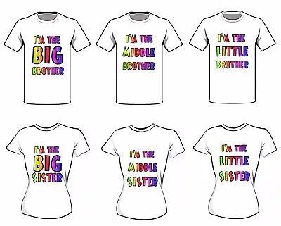 £2.25 • Buy Big Brother Middle Brother Little Brother Rainbow Iron On T Shirt Transfer