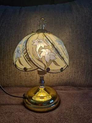 £16 • Buy Retro Vintage Glass Brass Table Bedside Lamp Flower Floral, Round Mushroom Shape
