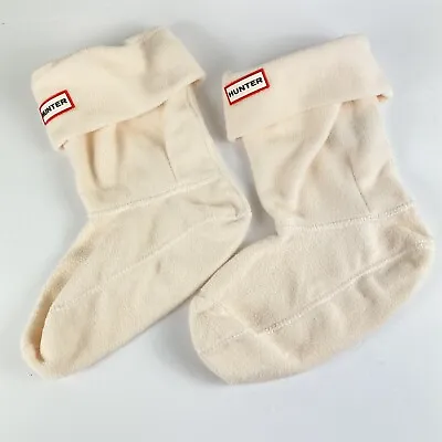 Hunter Ivory Fleece Boot Liner Socks Size Large Shoe Sz US 7-9 Welly • £12.74