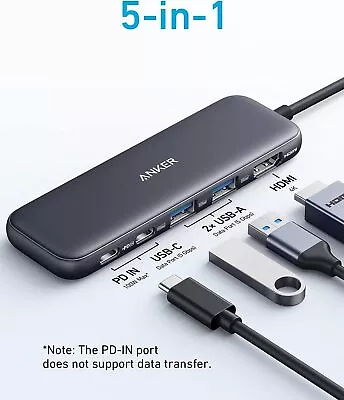 Anker 332 USB-C Hub Adapter 5-in-1 4K HDMI Display 85W Charge For MacBook/Laptop • $24.99