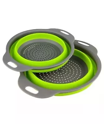 US  2 Pcs Collapsible Colander Set Round Silicone Kitchen Strainer For Draining • $0.01