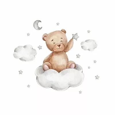 Wall Sticker Bear Moon Cloud Star Baby Kids Bedroom Living Room Home Decoration • $16.38