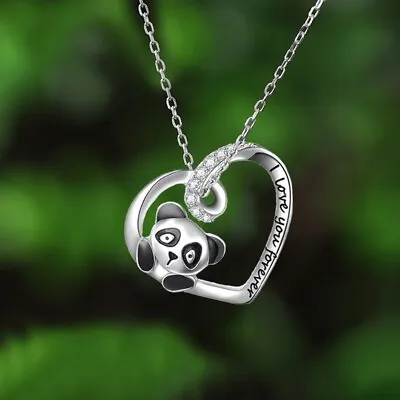  I Love You Forever  Panda Heart Pendent Necklace • $11.48