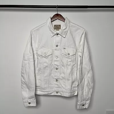 Polo Ralph Lauren Original Distressed Denim Trucker Jacket White Mens Sz Medium • $69.99