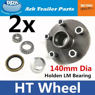 2x ARK Trailer Hubs HT 5 Stud Wheel Lazy Hub 140mm Holden LM Bearings Kit HT140 • $88