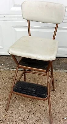 Vintage Cosco Mid Century Modern (MCM) Flip Seat Step Stool / Chair White • $56.52