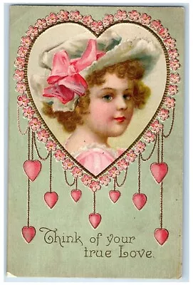 C1910's Valentine Hearts Flowers Pretty Little Girl Embossed Antique Postcard • $9.72