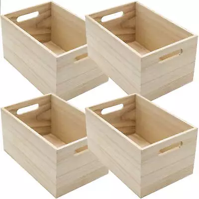 Unfinished Wood Crates - Organizer Bins Decorative Wooden Boxes For Adults • $29