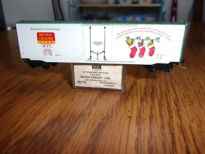 Micro-trains A 38170 N-scale Std PD Boxcar #1 In Series 1991 Holiday • $14.60