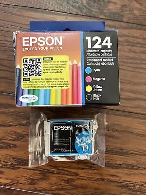 Epson 124 Ink Cartridges 4PK  Black Cyan Magenta Yellow W/ Extra Cyan Exp 03/25 • $26