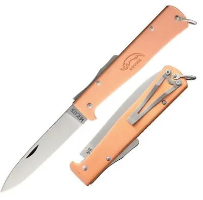 OTTER-Messer Mercator Folding Knife 3.5  Carbon Steel Blade Copper Handle 636RG • $74.59