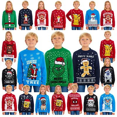 New Kids Childrens Boys Girls Xmas Christmas Winter Jumper Sweater Knitted Retro • £14.95