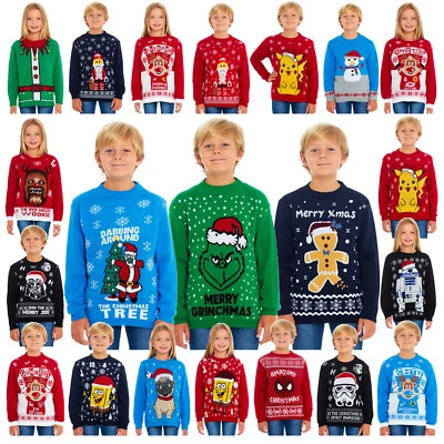 New Kids Childrens Boys Girls Xmas Christmas Winter Jumper Sweater Knitted Retro • £11.95