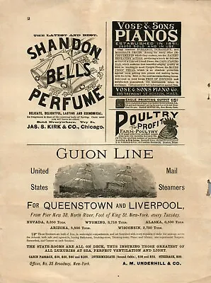 Original Steamship Antique Bells Perfume Poultry Farm ORIGINAL PAPER AD 3295 • $11.97