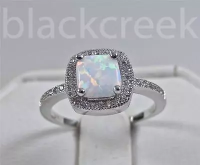 925 Sterling Silver ~1.50tcw Lab White Fire Opal/C.Z. ~ Micro Pave Ring Size 11 • $23.23