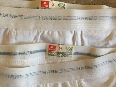 (2) 36  Vintage Underwear HANES 90's Long Key Hole Fly White Briefs L M 34  • $26.99