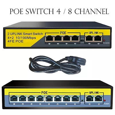 POE Switch HUB 4 8 16 Port Network Device Power Over Ethernet IP Cameras NVR UK • £22.99