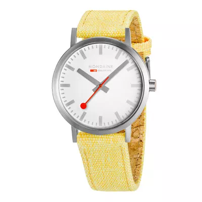 Mondaine Watch Classic1 9/16inYellow Textiluhr A660.30360.17SBE • $276.06