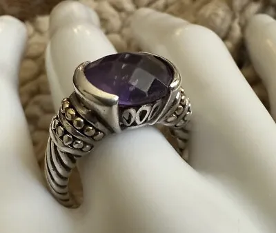 Gir Collection Maya Ring Sterling Silver & 14K Gold Faceted Amethyst Size 8.5 • $99