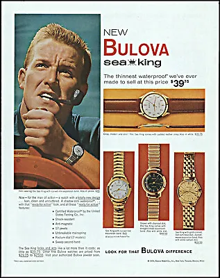 $9.95 • Buy 1959 Seaman Pipe Smoker Wearing Bulova Sea King Watch Retro Photo Print Ad Adl75