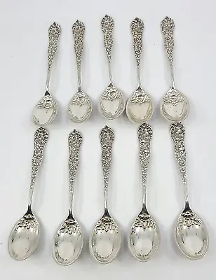 10 Antique Dominick & Haff Rococo Sterling Silver 4 1/4  Egg Spoons NM • $250