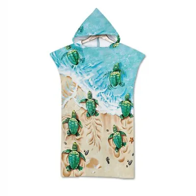 Sea Turtle Adult Kid Hooded Towel Poncho Surf Spa Swim Beach Changing Robe Gift • £15.59