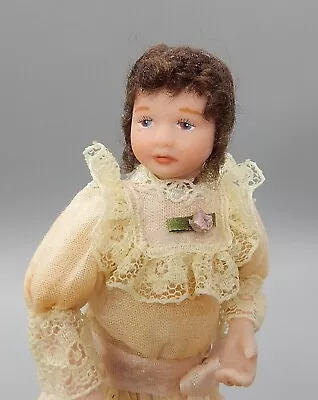 Vintage Porcelain Victorian Girl Doll Artisan Dollhouse Miniature 1:12 • $34.99