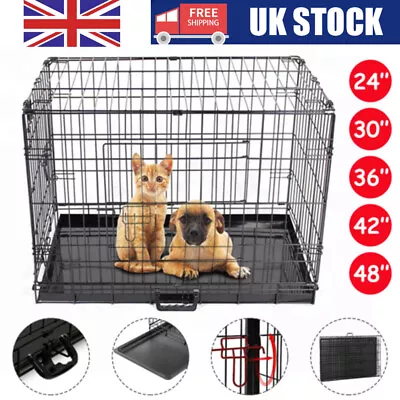 £72.99 • Buy Pet Dog Cage Crate Kennel Cat Collapsible Metal Cages 24 ~ 48  Playpen Large