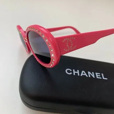 CHANEL Rhinestone Vintage Sunglasses Pink Frame 05256 72127 • $1418.56
