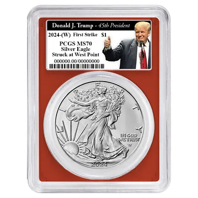 2024 (W) $1 American Silver Eagle PCGS MS70 FS Trump 45th President Label Red... • $60