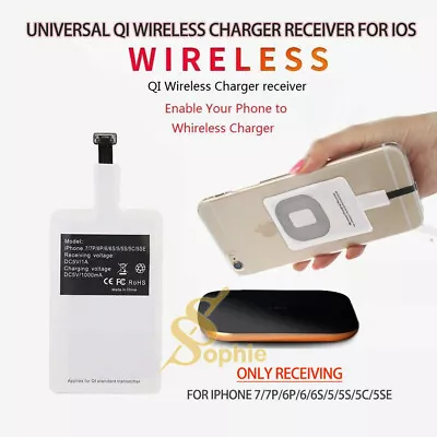 $4.99 • Buy Universal Qi Wireless Charger Receiver Fit For Non-wireless Apple Phones