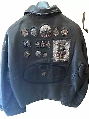 GianfrancoFerre Rare Men's Vintage Leather Jacket With Metal Appliqué On Back • $3500