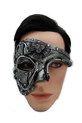 Men Women Black Robot Face Mask Halloween Steampunk Burning Rave Machine Parts • $20.21