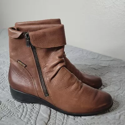 Mephisto Womens Boots 8 Brown Leather Zip Comfort Almond Toe • $48
