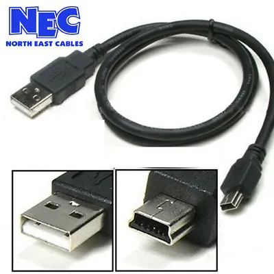 Mini USB Cable Charger Lead A To 5 Pin Mini B Sync Charge 0.5m - 5m Data • £3.47