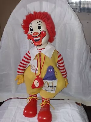 VINTAGE  RONALD McDONALD  21 Inch PLUSH DOLL With WHISTLE And POCKET  GRIMACE  • $50