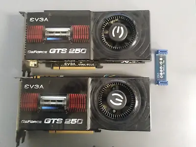 2x EVGA NVIDIA GeForce GTS 250 1 GB GDDR3 SDRAM PCI Express X16 SLI GPU GPUs • $49.99