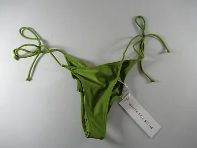 NEW White Fox Swim Scrunch Back String Bikini Bottoms Green L • $14.39