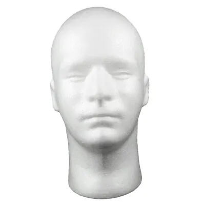 £10.18 • Buy Male Polystyrene Styrofoam Model Head Mannequin Stand Wig Hair Hat Display White
