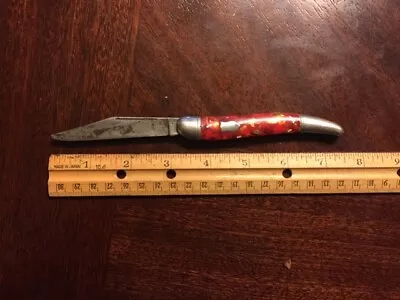 Vintage Imperial Pocket Knife 7 1/2  Long Red Cracked Ice Handle 2170527 USA • $20