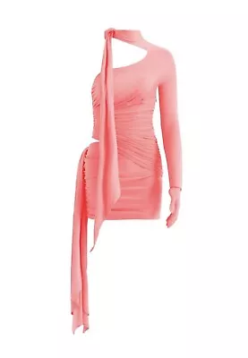 Mugler X H&m Knot Detail One Shoulder Dress In Pink Size S • £149.90